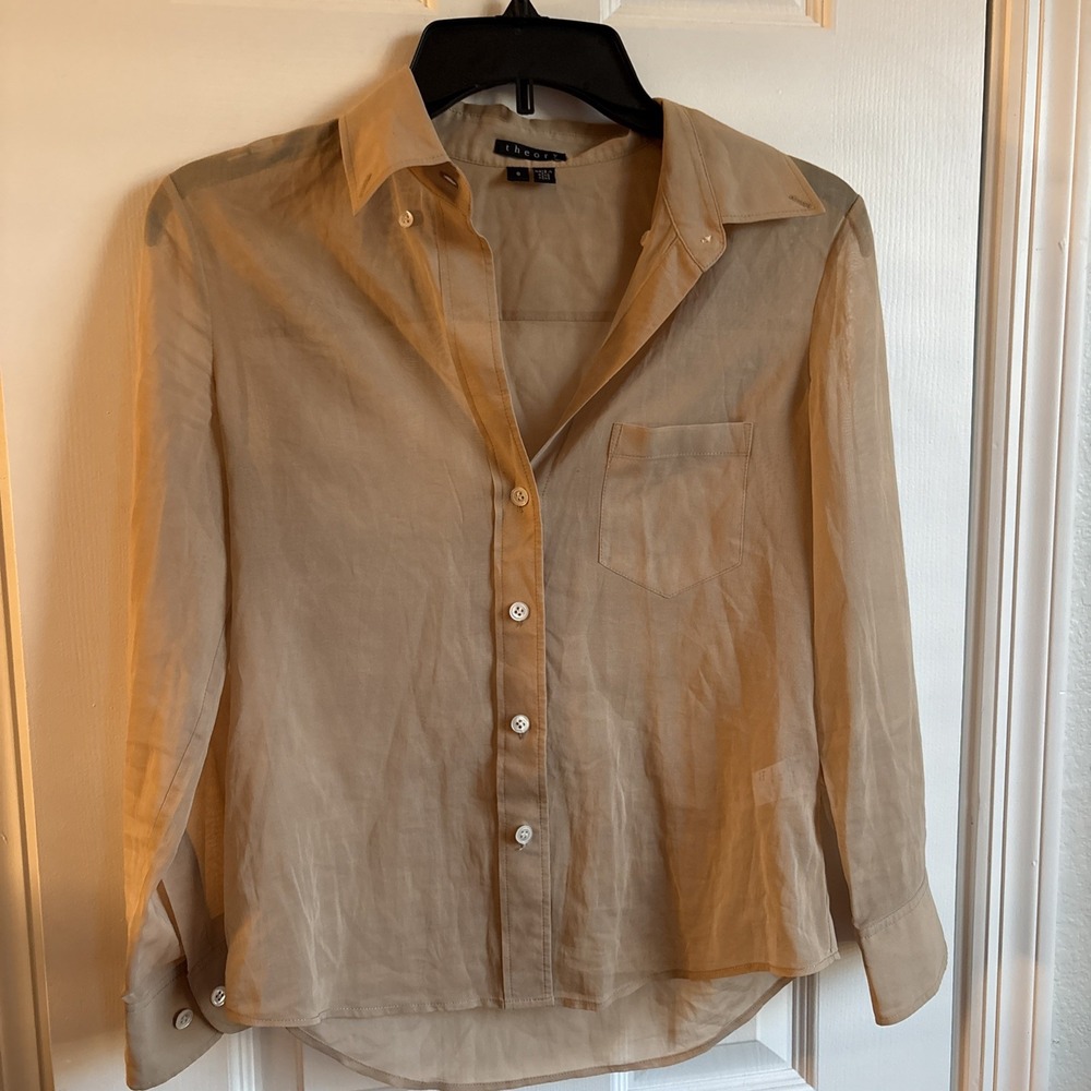 Theory Tan Button-Up Tunic